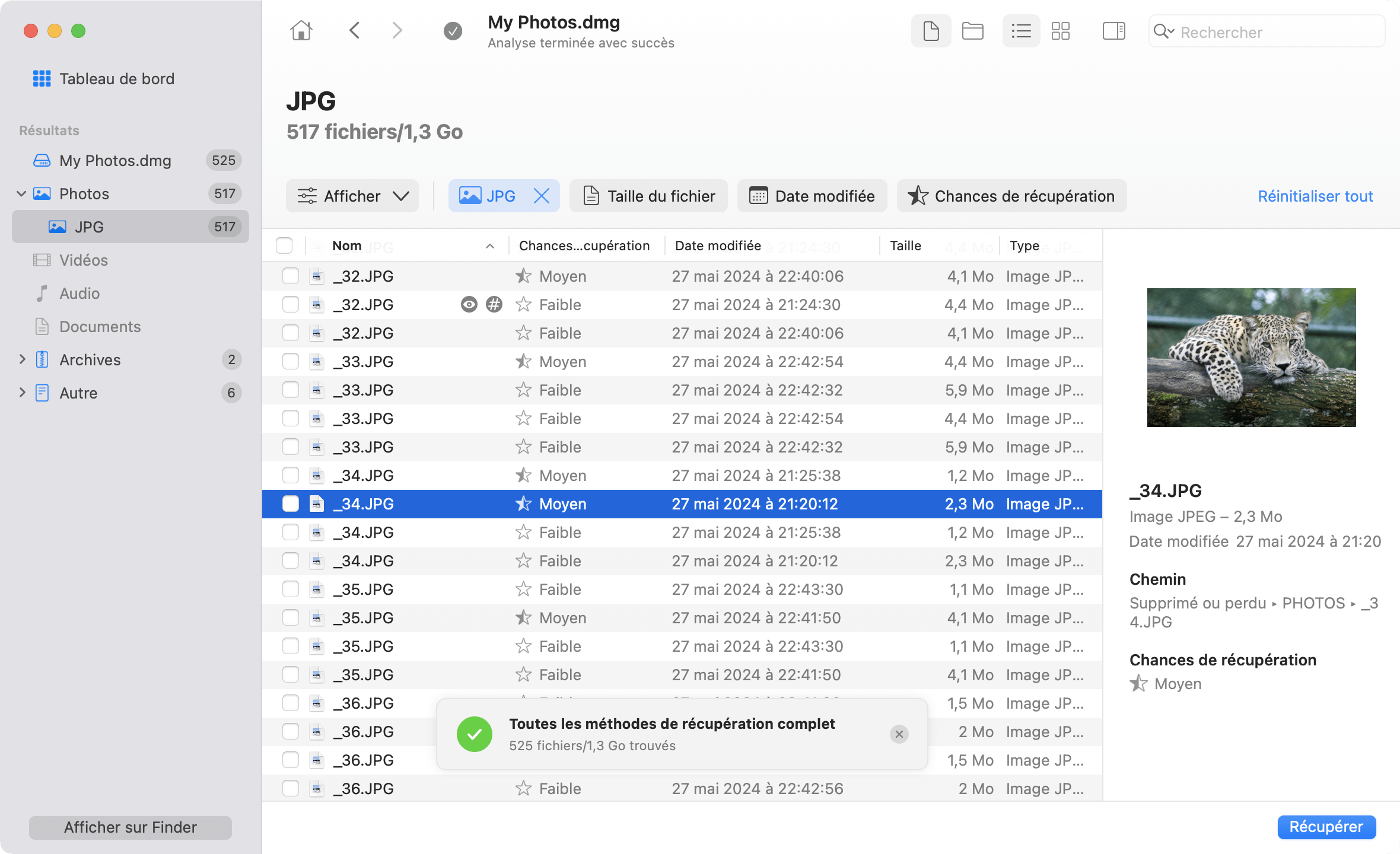 Disk Drill : prévisualisation des fichiers supprimés