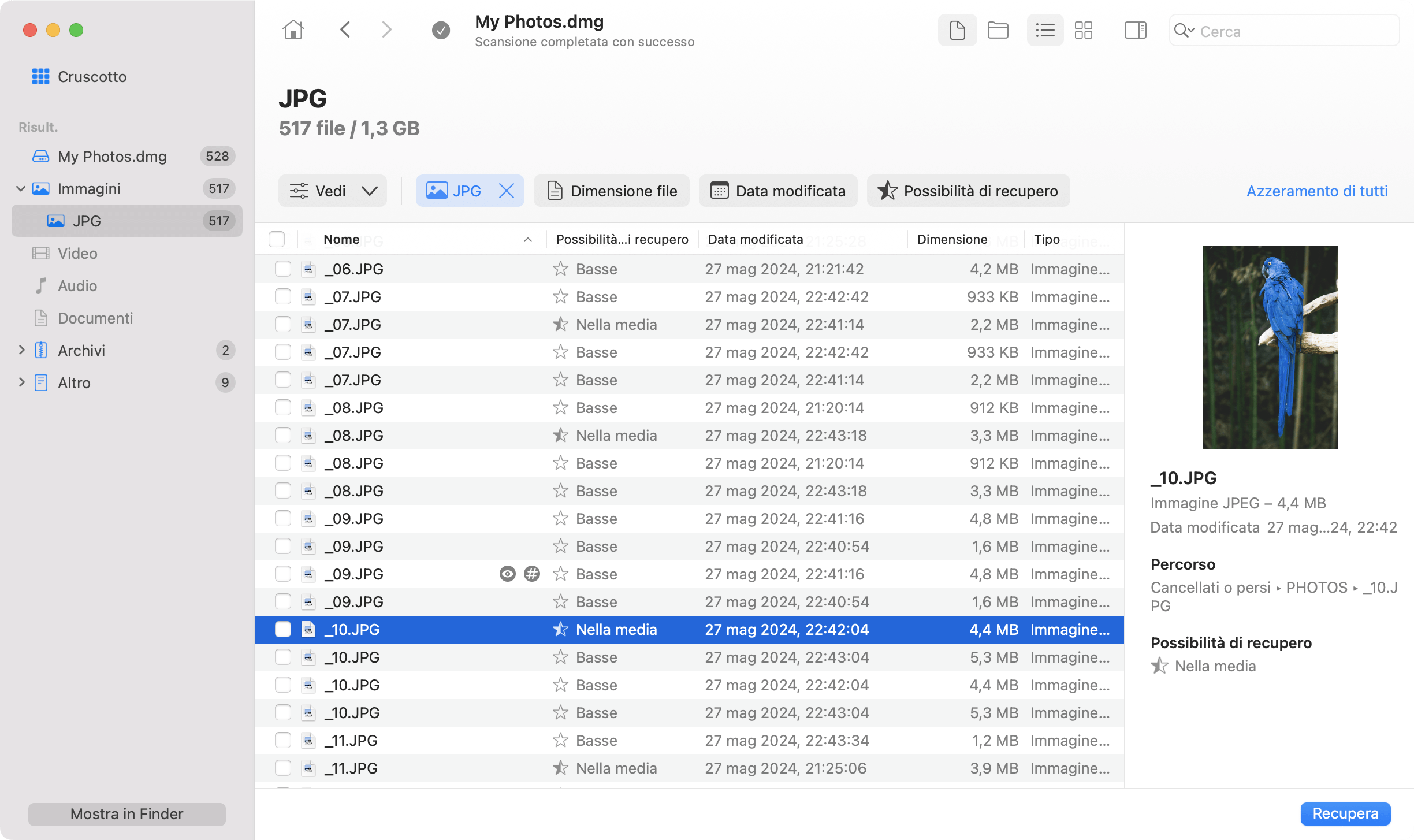 disk drill anteprima file eliminati